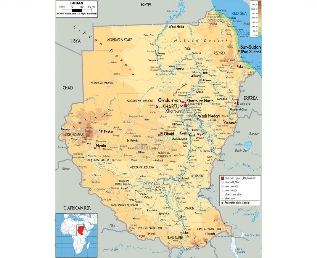 Zemljevid Sudan ceste
