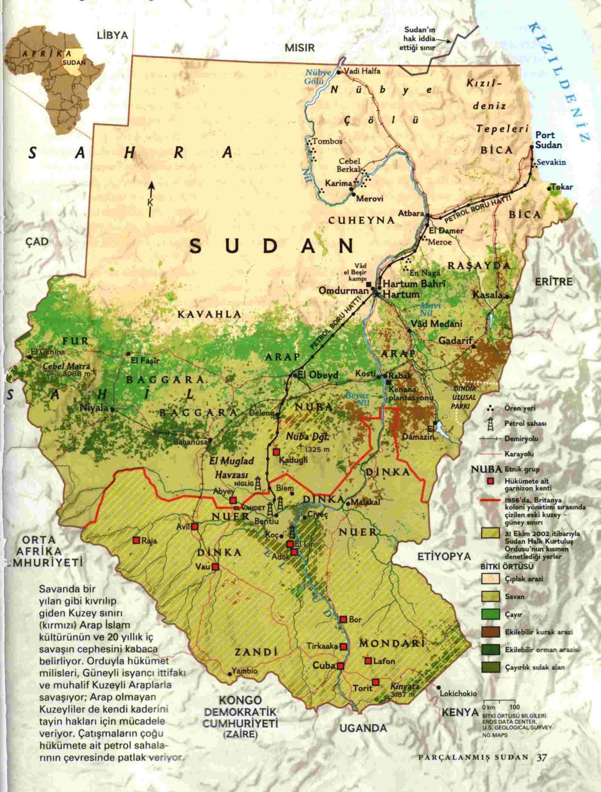 Zemljevid Sudan geografija