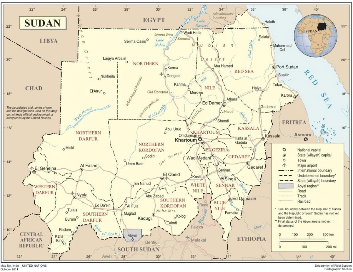 Zemljevid Sudan članice