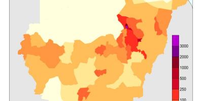 Zemljevid Sudan prebivalstva